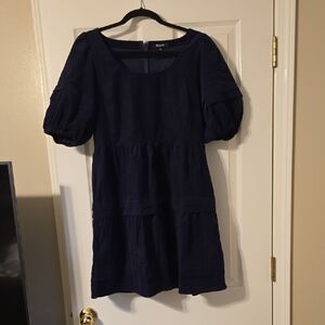 Madewell Navy Puff Sleeve Mini Dress